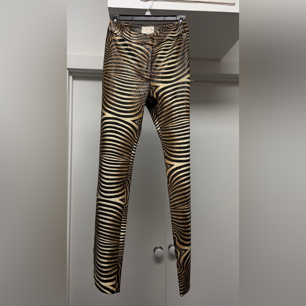 Vintage Cache Black and Gold animal print pants